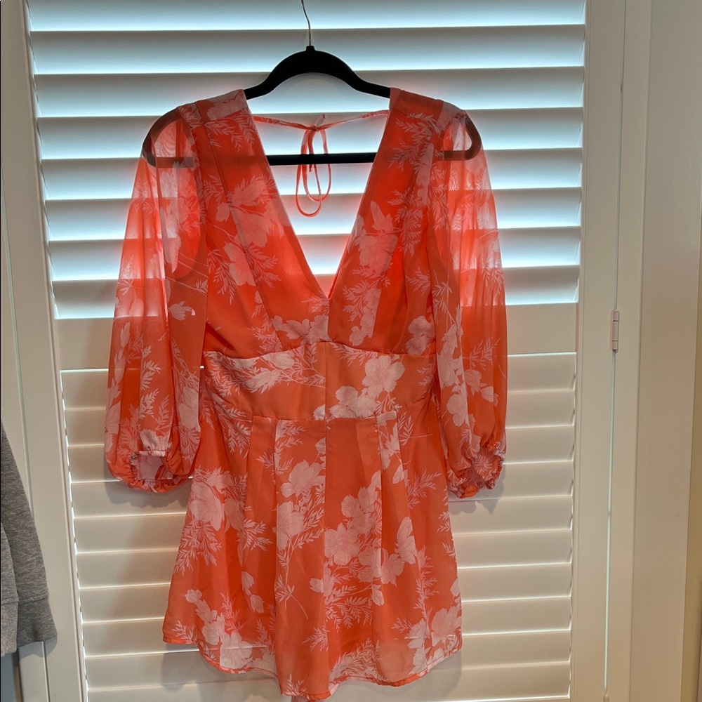Francesca's Collections Coral Floral Romper